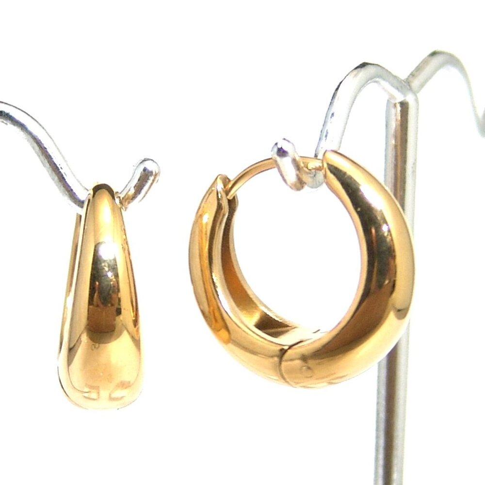 Huggie Earrings Yellow Gold PVD Hypoallergenic Stainless Surgical Steel 3/4 inch